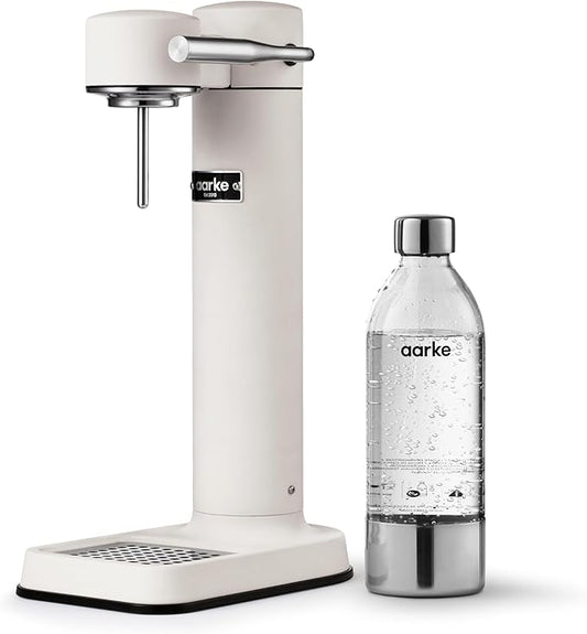 Aarke Carbonator lll, Sparkling & Carbonation Water Machine, Stainless Steel with PET BPA-Free Reusable Bottle Volume 1L/34 fl oz (Matte White)