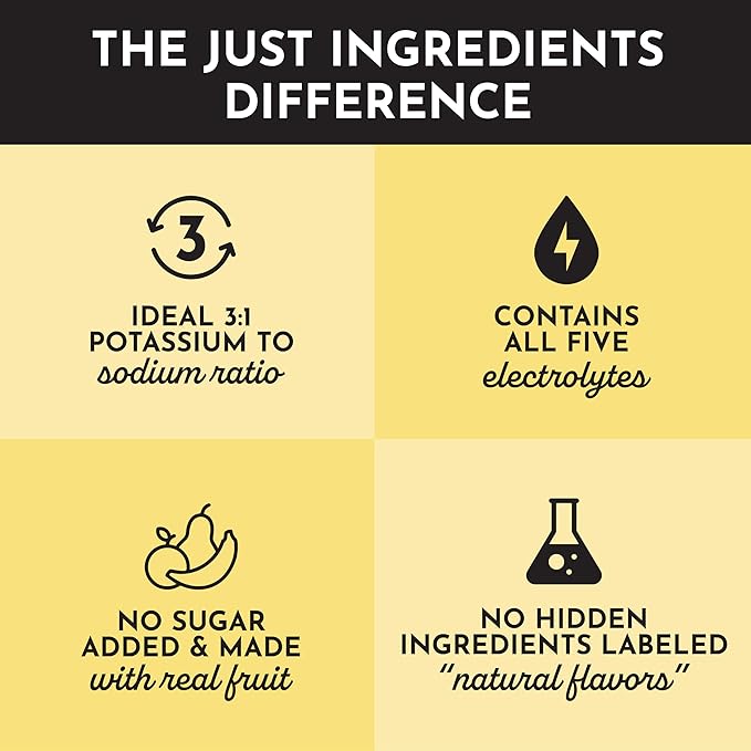 JUST INGREDIENTS Tropical Paradise Electrolytes Drink Mix - Coconut Water, Sea Salt, Trace Minerals - 30 Servings