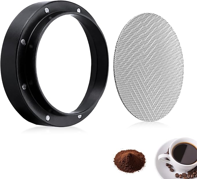 51mm Espresso Dosing Funnel and Puck Screen Set, Espresso Coffee Dosing Ring & 1.7mm 316 Stainless Steel Espresso Portafilter for Coffee Portafilter Filter Basket