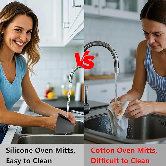 6 Pack Mini Oven Mitts Silicone Pot Holders Heat Resistan for Kitchen, Small Silicone Oven Gloves Kitchen Mittens Air Fryer Mitts Mini Hot Pot Pinch Grip for Baking & Grilling, Dark Grey