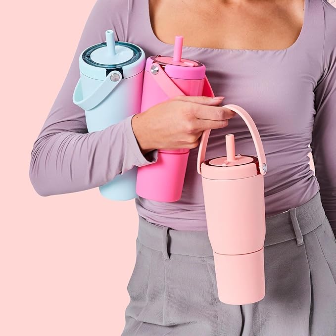 BrüMate Resa 35oz 100% Leakproof Travel Tumbler w/Handle & Straw | Flexible SoftSip Straw | Silicone Sleeve for Durability | Stainless Steel | Cup Holder & Travel Friendly Water Bottle (Houndstooth)