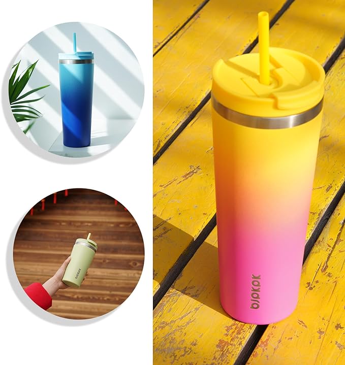 BJPKPK 26oz Insulated Tumbler With lid And Straw Stainless Steel Tumblers Travel Coffee Mug Reusable Thermal Cup,Black Leopard