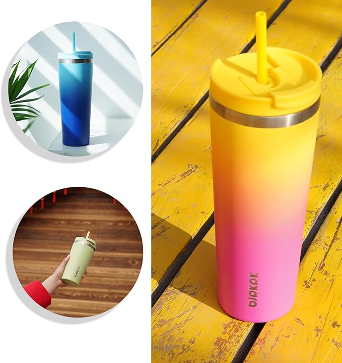 BJPKPK 22oz Stainless Steel Insulated Tumbler With lid And Straw Travel Coffee Thermal Tumblers Cup For Women And Men,Navy Blue
