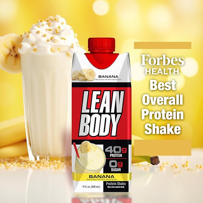 Labrada Lean Body Ready-to-Drink Banana Protein Shake,40g Protein,Whey Blend,0 Sugar,Gluten Free,22 Vitamins & Minerals,17 Ounce (Recyclable Carton & Lid - Pack of 12) LABRADA