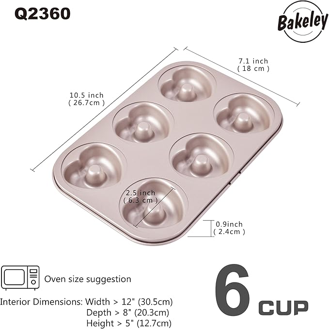 Heart Donut Pan, 6 Cavity Donut Mold Heavy Duty Steel Non-stick Heart Shaped Bund Pans Pattern Doughnut Bakeware for Oven Baking (Champagne Gold)