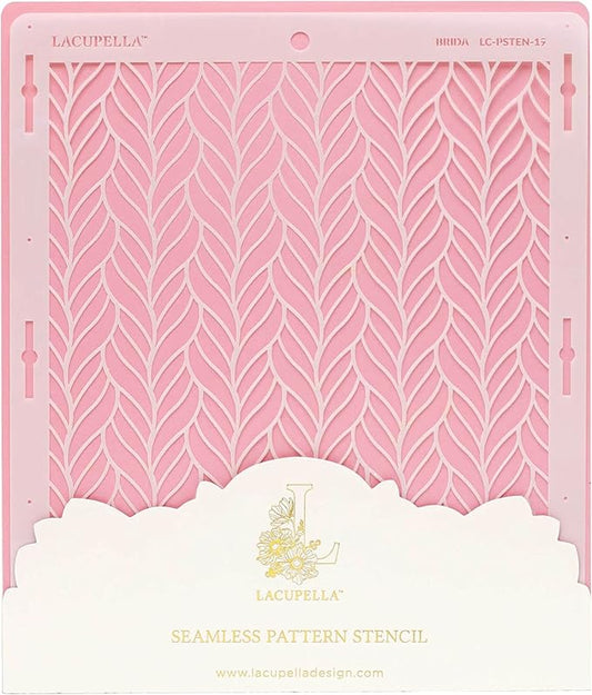 Cake Baking Stencil - Seamless Delicate Pattern for Decorating Tall Double Barrel Cake to Use with Buttercream, Royal Icing, Ganache, Paint, Airbrush (BRIDA)
