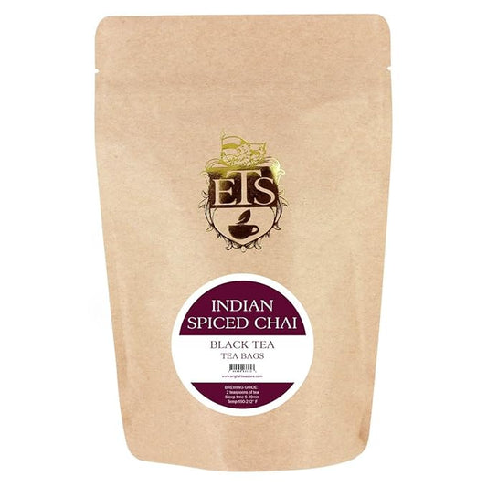 English Tea Store – Indian Spiced Chai Black Tea Bags | Authentic Masala Chai with Real Indian Spices & High-Grown Ceylon Tea | Medium Caffeine, High Antioxidants | No Strings or Tags | 25 Count