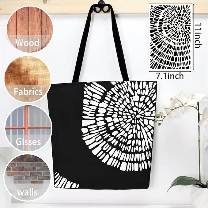 8 Pieces Abstract Geometry Texture Brick Stencils for Painting Wood Grain Mixed Crackle Marble Stencils Spray Paint Layering Stencil Templates for Furniture DIY Craft