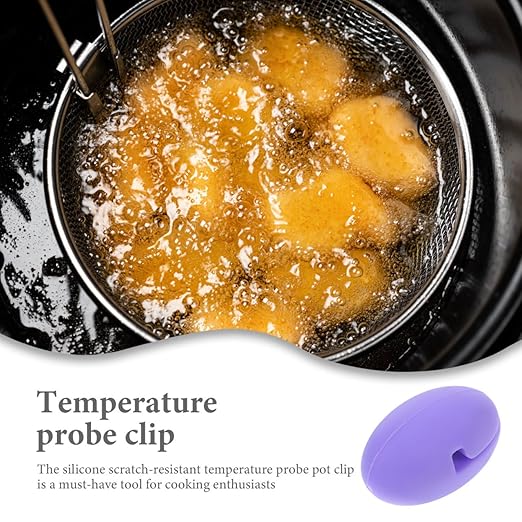 Thermometer Fixing Clip Silicone Thermometer Clip Non-Scratch Design Compatible with Probe Kitchen Accessory for Candle Soap Jam Candy Milk Chocolate Cooking