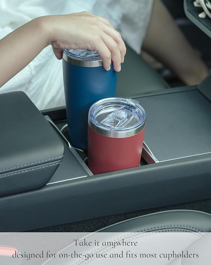 Travel Coffee Tumbler 20oz, Leakproof Travel Coffee Mug with Lid and Straw, Stainless Steel Double Wall Vacuum Insulated Tumbler for Hot/Iced Drinks (Textured Matte, Navy Blue)