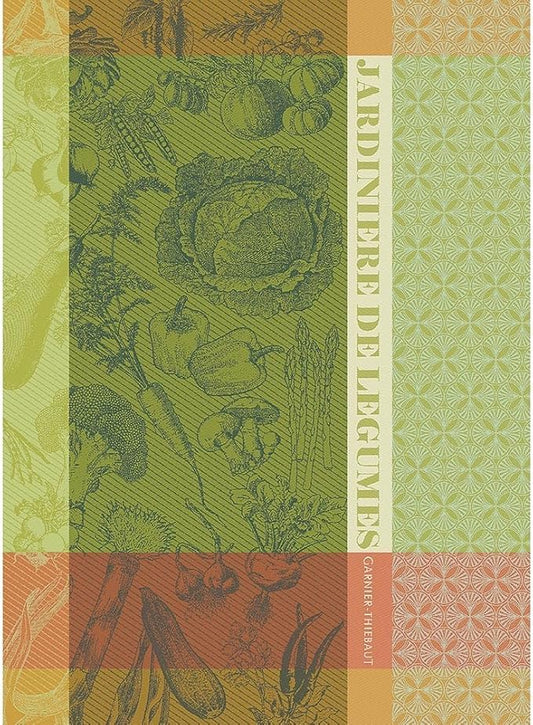 Garnier Thiebaut Jardiniere Vert (Green Planter) French Kitchen Towel 22"x30", Cotton, Jacquard