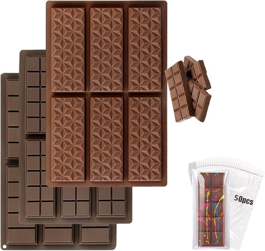 Set of Chocolate Bar Mold, Chocolate Molds Silicone, Food Grade Dubai Chocolate Bar Mold, Candy Molds for Praline Candy (A)
