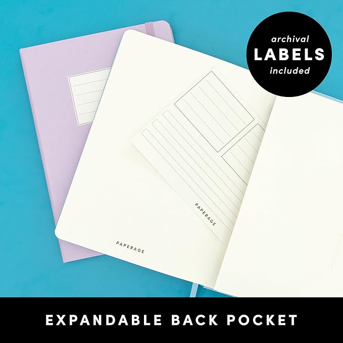 PAPERAGE Blank Journal Notebook, (Light Grey), 160 Pages, Medium 5.6 in x 8 in - 100 GSM Thick Paper – Hardcover Journaling Notebook for Work, School, Note Taking or Sketching