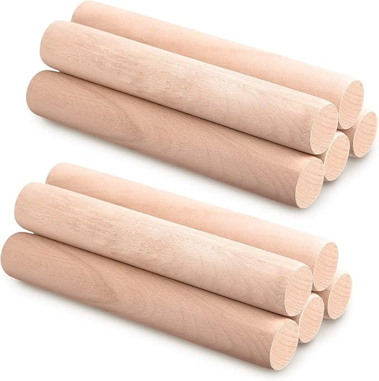 Small Wooden Rolling Pin, Dumpling Dough Roller Wooden Mini Rolling Pins Kitchen Utensil Tool for Fondant, Pasta, Bread, Pastry, Cookies, Pizza, Pie, Cylinder Style, 6.3 Inch (10 Pieces)