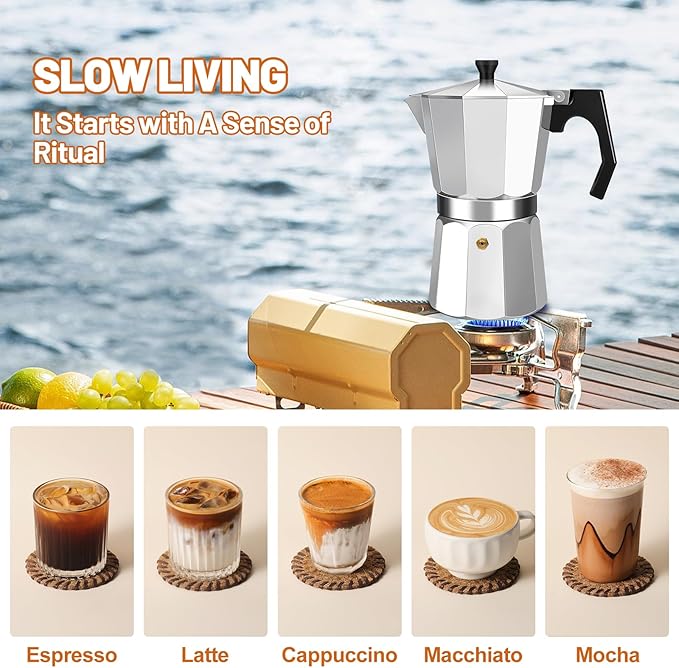 12 Cup Aluminum Espresso Stovetop Moka Pot Express Coffee Maker Percolator Italian Classic Mocha Coffee Machine for Italian and Cuban Cafe Brewing for Home & Camping 600ml 20oz