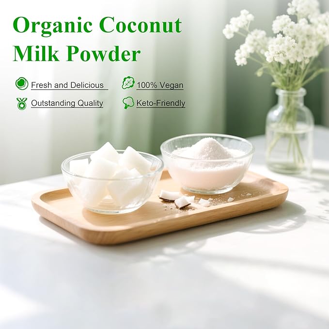 Instant Organic Coconut Milk Powder (226g/5pack) - Easy to Mix in Smoothies, Lattes & Recipes, Keto-Friendly, Vegan, No Preservatives