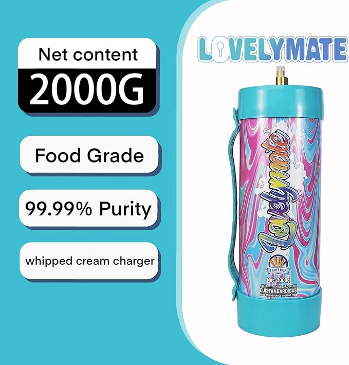 Whipped Cream Charger Tank 3.3L 2000G Whip Cream Charger Cylinder Food Grade Flavored (Tips Included) (8, Fruit pop)