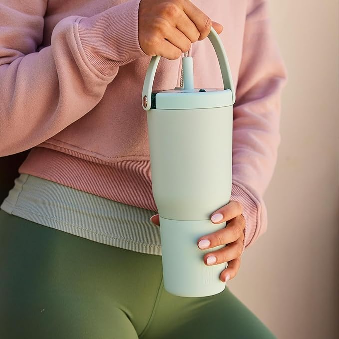 BrüMate Resa 35oz 100% Leakproof Travel Tumbler with Handle & Straw | Flexible SoftSip Straw | Silicone Sleeve for Durability | Stainless Steel | Cup Holder & Travel Friendly Water Bottle | (Lavender)