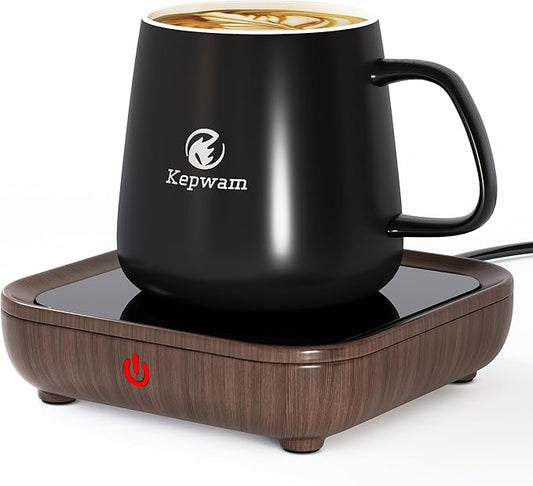 Coffee Mug Warmer & Kepwam Mug Set, Excellent Heating & Highest Temp Setting & Light Indicator, Coffee Warmer for Desk 6H Auto Shut Off, Cup Warmer Plate for Beverage, Gifts for Dads, Fathers