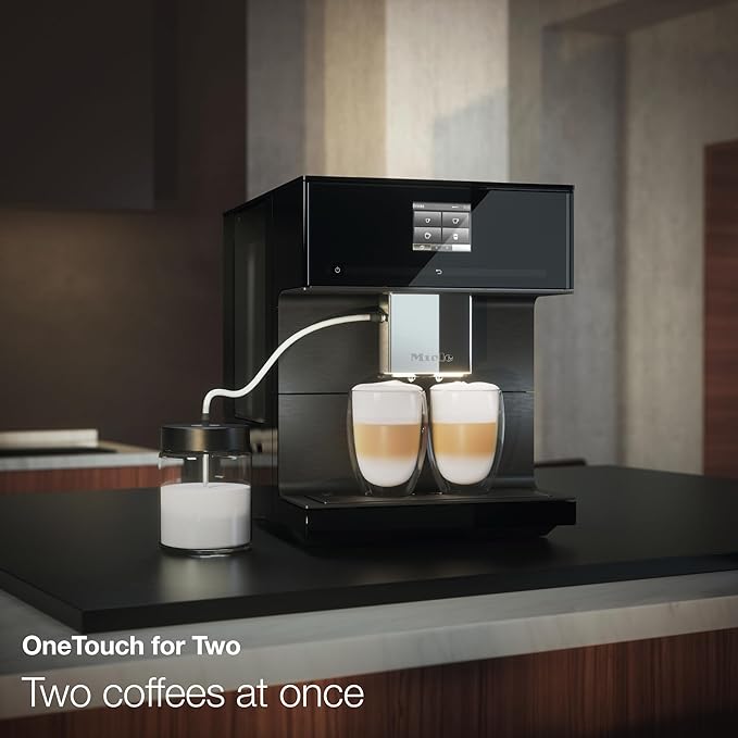 Miele CM 7750 CoffeeSelect Automatic Coffee Machine - OneTouch for Two, AromaticSystem, 10 individual profiles, DoubleShot, CupSensor, WiFi-compatible, automatic descaling, in Obsidian Black