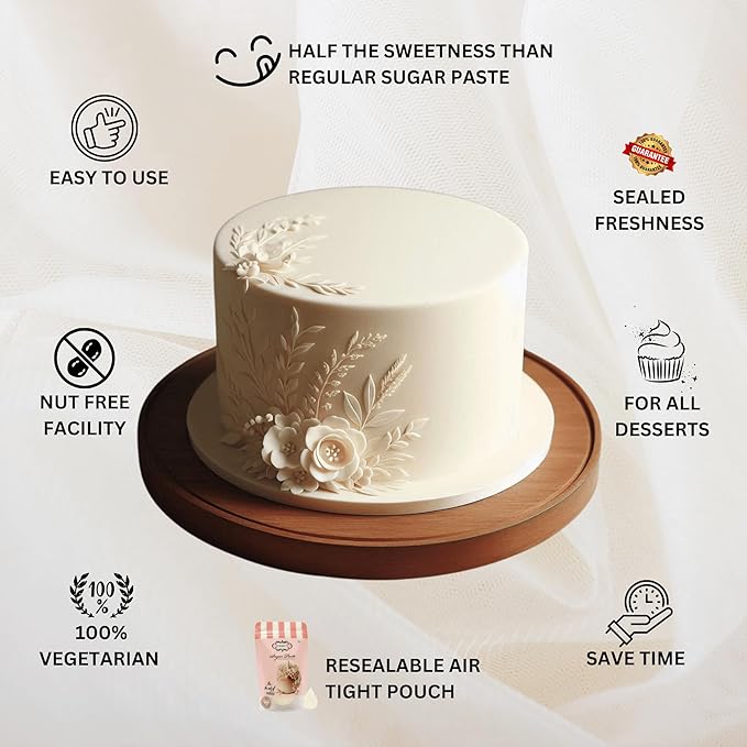 Confect Ivory Fondant for Cakes – 8.8 oz Chef’s Choice for Cake Decorating, Sculpting & Baking | Vegan, Gluten-Free, Nut-Free, Palm Oil-Free – 8.8 Oz