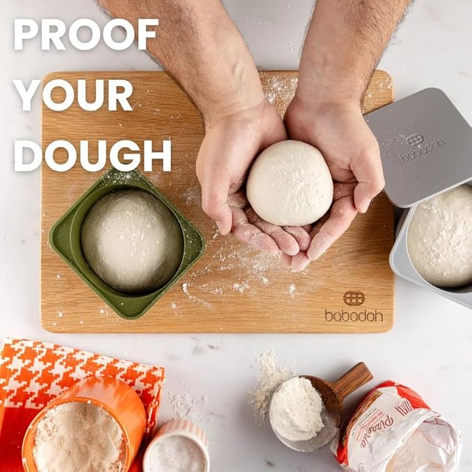 Babadoh Pizza Dough Proofing Silicone Containers with Lids | Pizza Making Accessories | Set of 6 | Dough Color | Original Size (make 12" Pizzas)