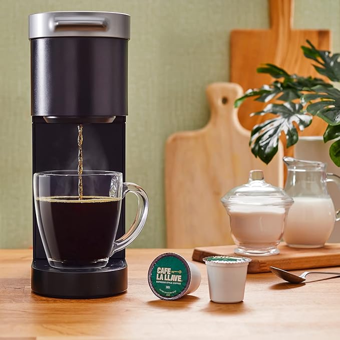 Cafe La Llave Espresso-Style Dark Roast Coffee Pods for Keurig K-Cup Brewers - Bold, Rich Flavor - 55 Count Single Serve Recyclable Capsules- Family Crafted