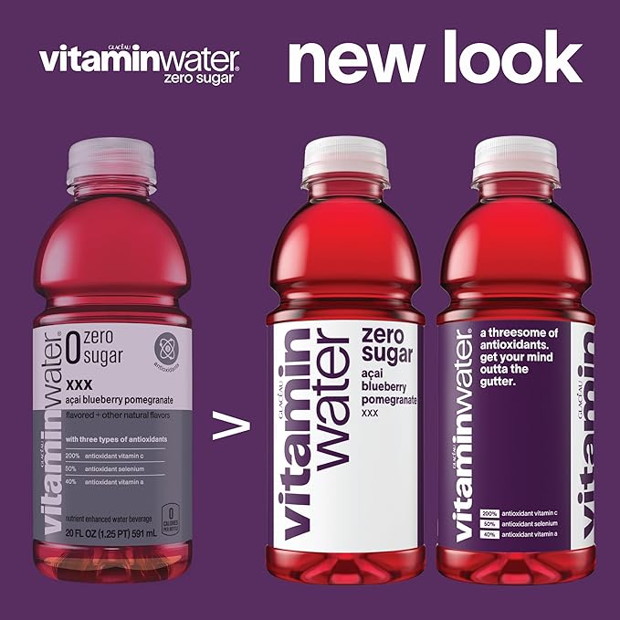 vitaminwater Shine Strawberry Lemonade Zero Sugar, Flavored Water Beverage, 20 fl oz Bottles, 12 Pack