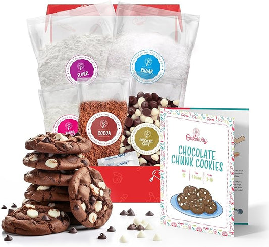 Baketivity Kids Baking DIY Activity Kit - Bake Delicious Chocolate Chunk Cookies with Pre-Measured Ingredients – Best Gift Idea for Boys and Girls Ages 6-12