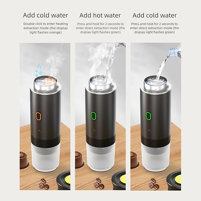 Esprova Portable Espresso Machine, Portable Electric Coffee Maker for Travel Camping, 3-in-1 Self-Heating Espresso Maker, Compatible with Ground Coffee and Capsules, Compact Lightweight (White)