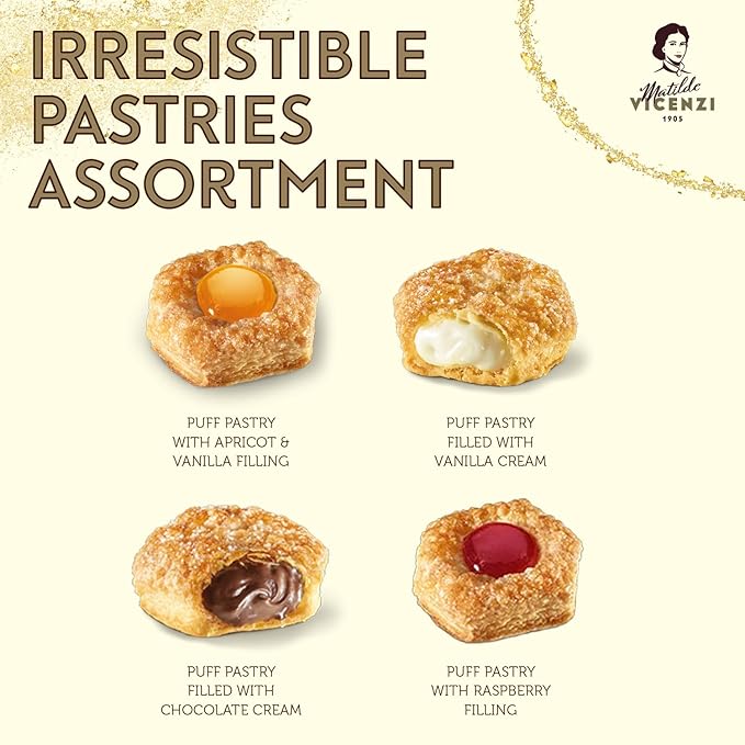 Matilde Vicenzi Millefoglie D'Italia Cookie Tin - Imported Assortment of Italian Butter Cookies & Crispy Tea/Coffee Pastries, Kosher Dairy - Gift Box for Thanksgiving, Holiday Gifting - 13.76oz (390g)