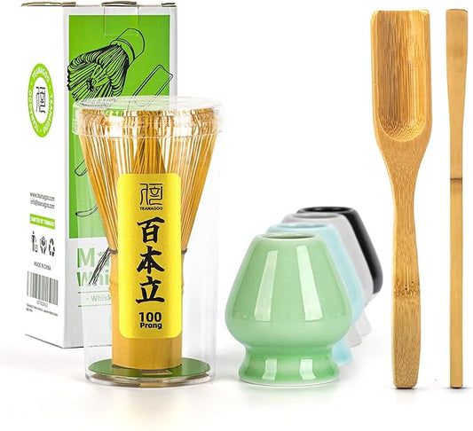 TEANAGOO MA-01 Japanese Matcha Ceremony Accessory, Matcha Whisk (Chasen), Traditional Scoop (Chashaku), Tea Spoon, Whisk Holder, The Perfect Set to Prepare a Traditional Cup of Matcha.…