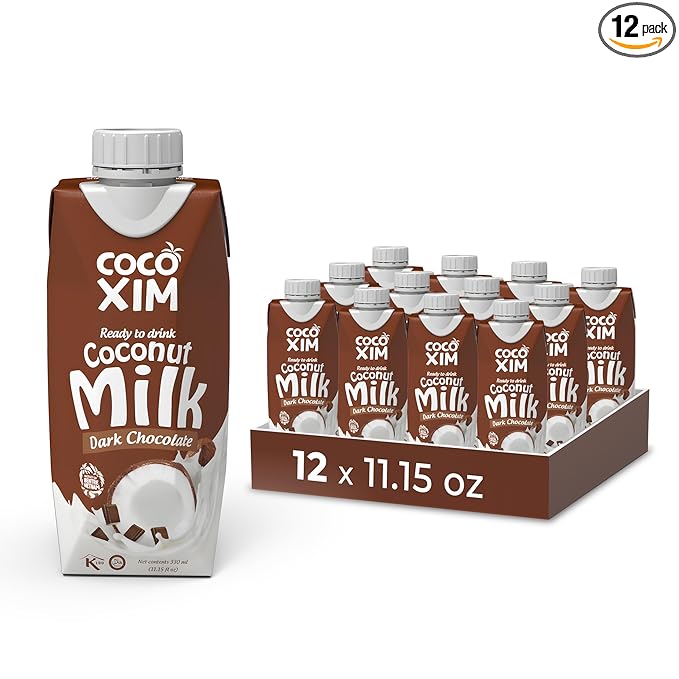 COCOXIM Ready to Drink Dark Chocolate Coconut Milk – 11 oz (Pack of 12) | 100% Vegan & Plant Based |Halal & Kosher Certified | Gluten & Lactose Free | Perfect to Add to Cereals, Smoothies and Desserts