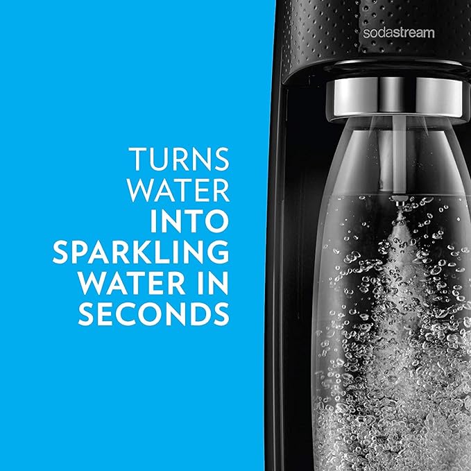 SodaStream Fizzi Sparkling Water Maker (Black) with CO2 and BPA free Bottle, 1-Liter, 60-Liter