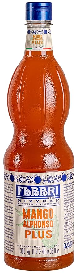 Fabbri Premium Flavoring Syrup, Mango Alphonso, New Enhanced Flavor, All Natural, Made in Italy, 33.8 Ounce (1 Liter)