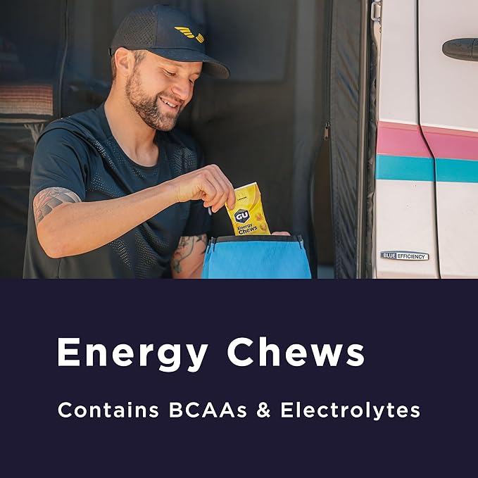 GU Energy Chews, Fruit Punch Energy Gummies with Electrolytes, Vegan, Gluten-Free, Kosher, Caffeine Free, and Dairy-Free On-The-Go Energy for Any Workout, 12 Bags (24 Servings Total)