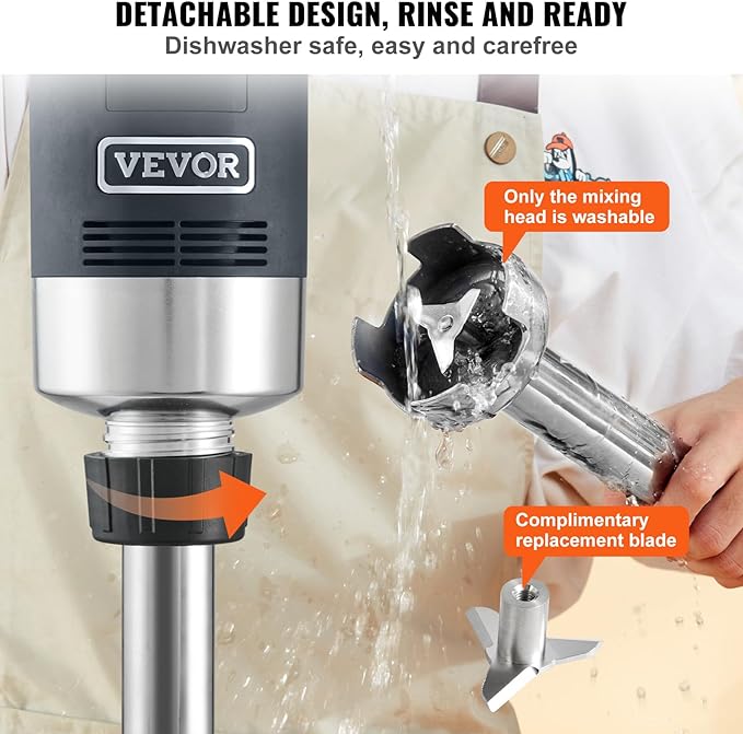 VEVOR 500W 12 Inch Heavy Duty Hand Mixer, Variable Speed Stick Mixer with 304 Stainless Steel Blade, Multi-Purpose Portable Mixer for Soup, Smoothie, Puree, Baby Food
