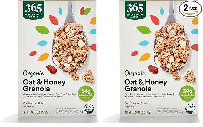 365 by Whole Foods Market, Organic Granola Oat And Honey, 17 Ounce (Pack of 2)