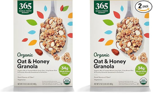 365 by Whole Foods Market, Organic Granola Oat And Honey, 17 Ounce (Pack of 2)