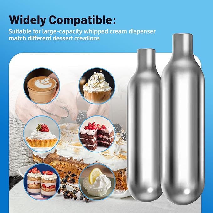 Whipped Cream Chargers, 8g Whip Cream Charger Cylinder Food Grade Original Flavor With Long Shelf Life, Perfect for Desserts, Cake, Beverages and Gourmet Dishess, Whipped Cream Chargers 8g