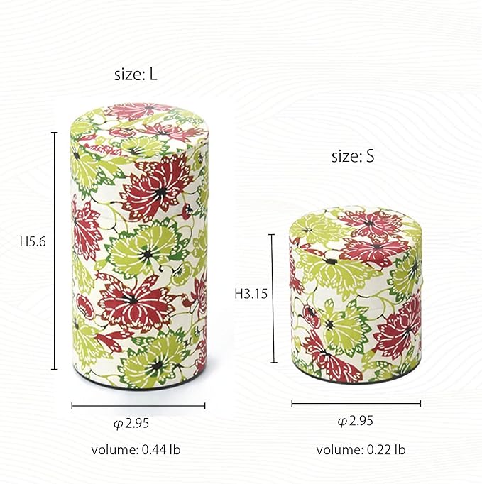 Japanese Pokkan Coffee Spice Tea Tin Canister Washi Paper Storage with Lid 7.05 oz Capacity (Eto, S)