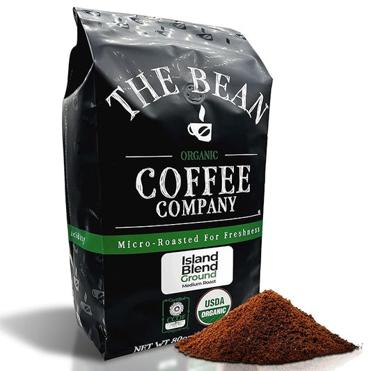 The Bean Organic Coffee Company Island Blend, Medium Roast, Ground Coffee, 5-Pound Bag, Café molido tostado orgánico