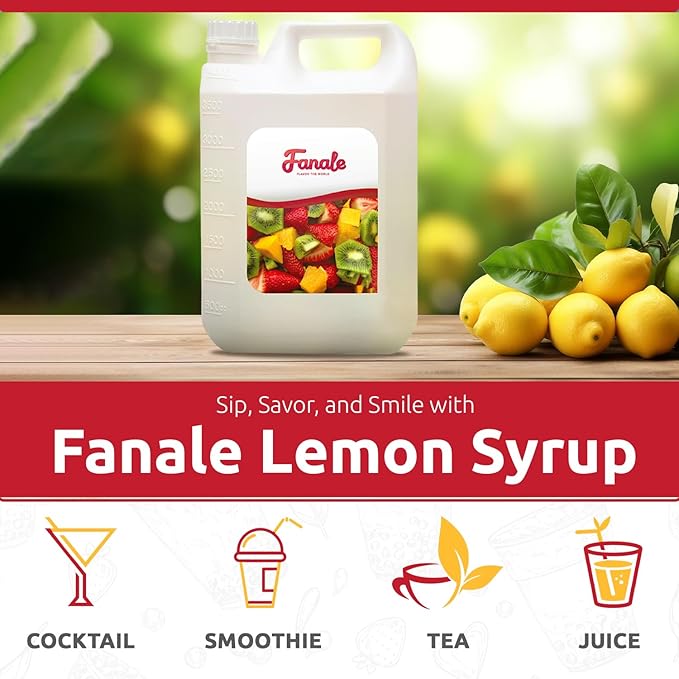 Fanale Premium Flavoring Concentrated Syrup for Bubble Tea 11 lb | Lemon Flavor Syrup | for Boba Tea, Smoothies, Slushes, Desserts | 11lb | PACK OF 4 | SRP120-CS