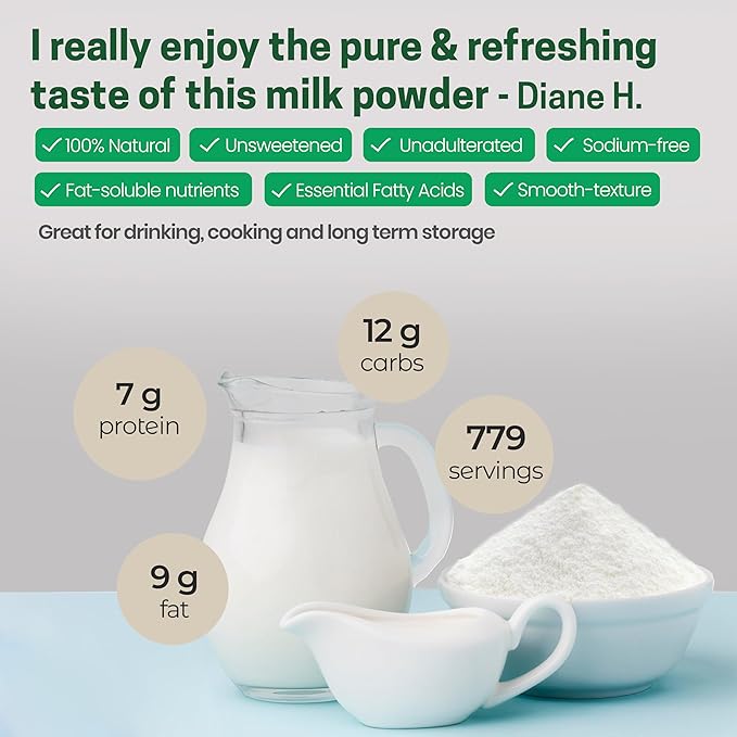 Z Natural Foods Premium Whole Milk Powder - Powdered Milk for Baking, Cooking, Drinks - Dry Milk Powder, Pasteurized, Non-GMO, Gluten-Free, Kosher-Certified, 55 lbs