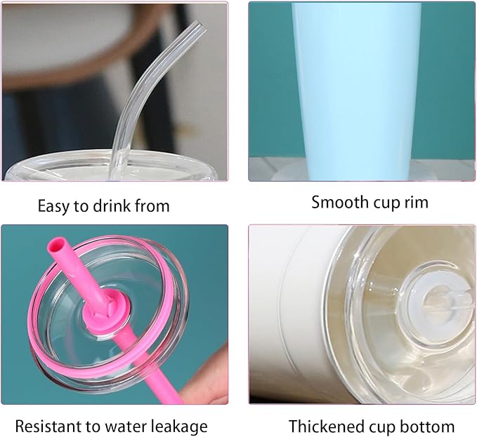 Clear Tumbler Cup, 16 oz Plastic Iced Coffee Cup with Lid and Straw, 6 Pack, Reusable and Dishwasher Safe, for Gatherings and Outdoor Adventures (6, Bright Color)