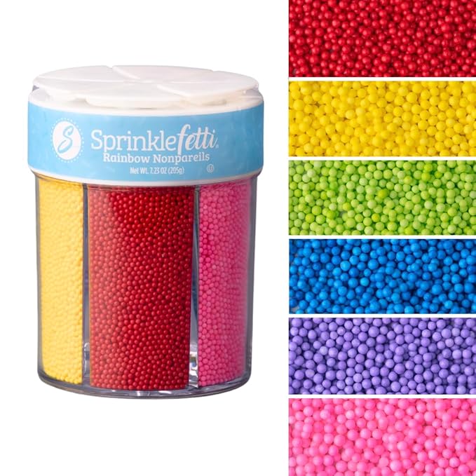 Sweets Indeed Sprinkles, Edible Sprinkle Mix, Perfect for Cake Decorations, Baking, Ice Cream, Cookies, Cupcake Topper (Rainbow Nonpareils)