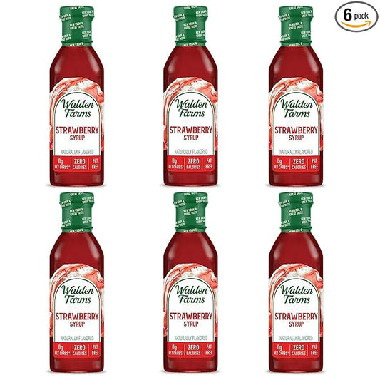 Walden Farms Strawberry Syrup – Perfect for Desserts, Smoothies, Breakfast – Zero Calorie, Sugar-Free, Low Carb, Keto-Friendly, Gluten-Free, Vegan – 6-Pack, 12 oz Bottles