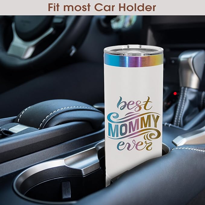 Personalized Skinny Tumbler with Lid and Straw by iProductsUS, 22oz Rainbow Stainless Steel Engraved Custom Cup with Name Text, Customized Mothers Day Gifts for Mom, Her, Christmas, Birthday (Prism)