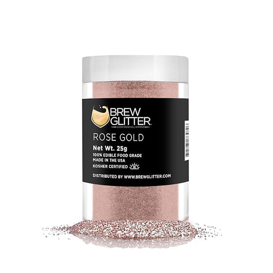 Rose Gold BREW GLITTER Edible Glitter For Drinks, Cocktails, Beer, Garnish Glitter & Beverages | KOSHER & HALAL Certified | 100% Edible & Food Grade | Vegan, Gluten, Nut Free (25g, Rose Gold)