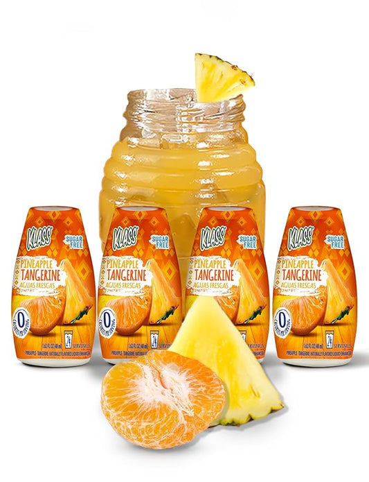 Klass Aguas Frescas | Liquid Water Enhancer | Sugar Free Naturally Flavored Pineapple Tangerine, Keto Friendly |1.62 Oz Pack of 4 (Makes 24 servings each) 0 Calories Per Serving